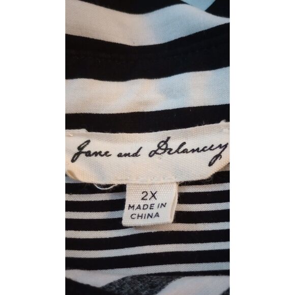 Jane and Delancey Women's Size 2X Valley Girl/80's Style Stripped Blouse - Picture 6 of 8